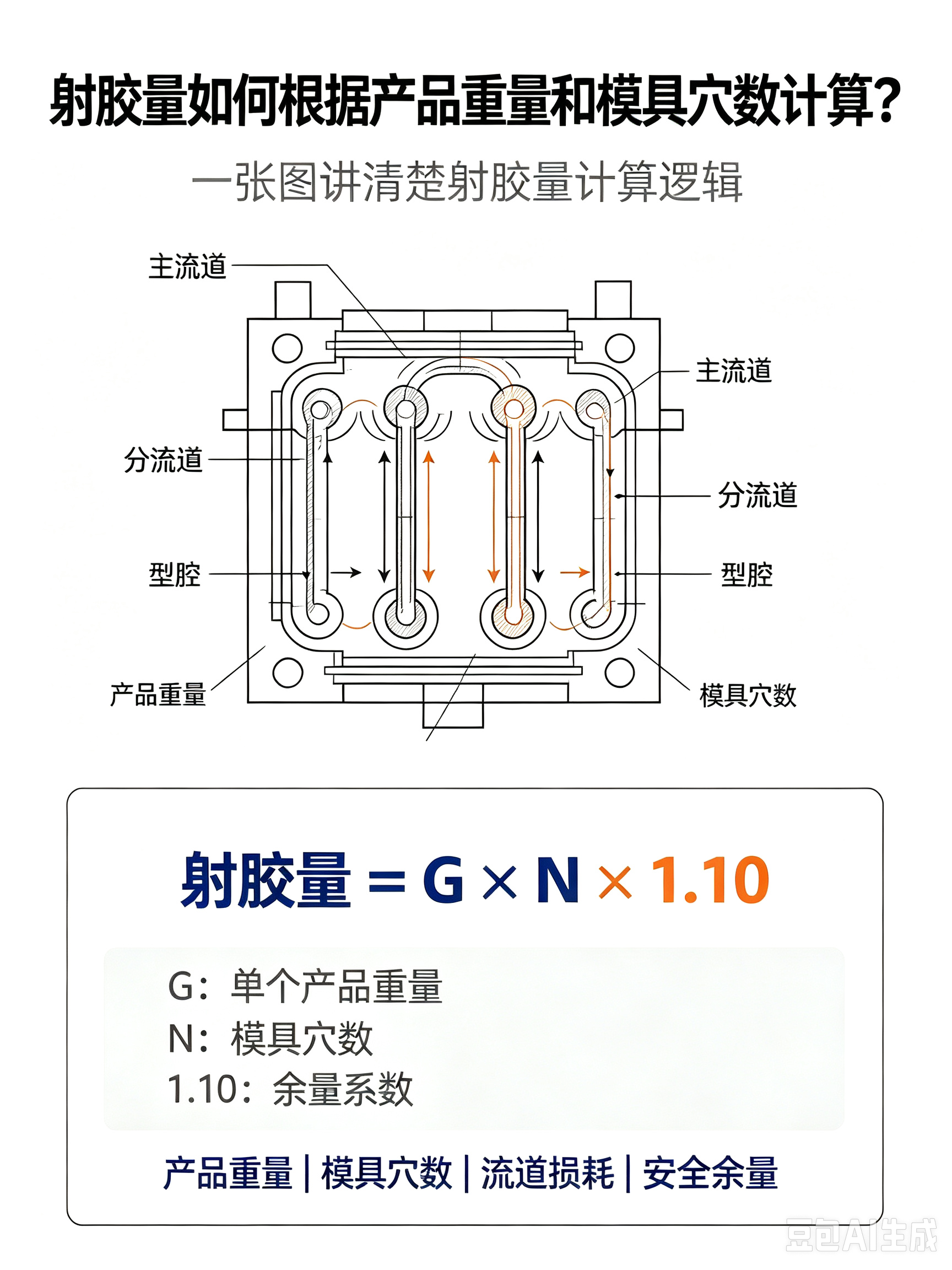 射胶量如何根据产品重量和模具穴数计算？